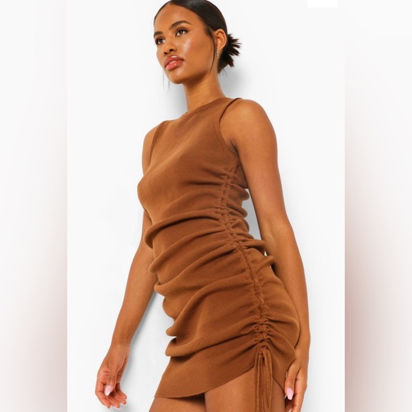 Boohoo Dresses & Skirts - BOOHOO | Sleeveless knit dress with adjustable ruching NWT